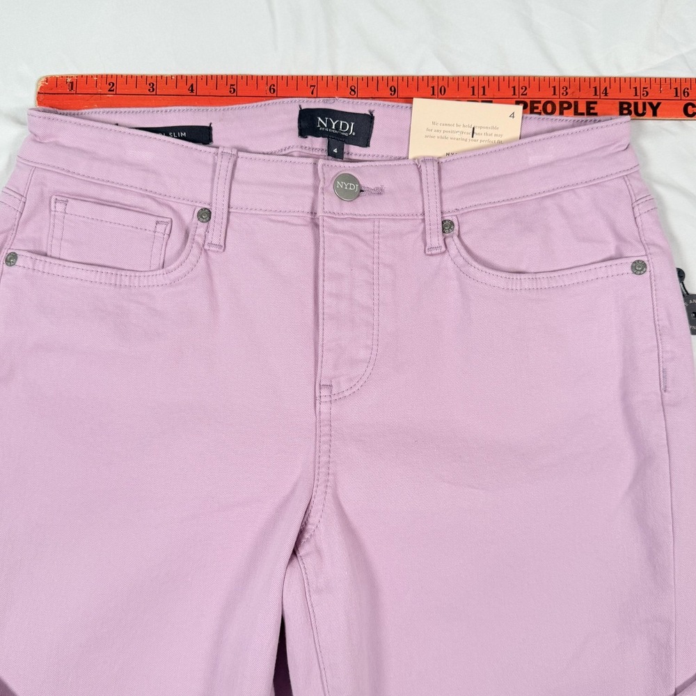 NYDJ Sheri Slim Jeans Denim Womens 4 Mauve Mist Purple Ankle Raw Hem Stretch - Picture 10 of 14